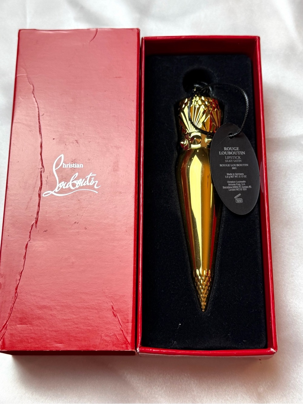Christian Louboutin Rouge Louboutin 001 CRIMSON RED Silky Satin Lipstick NEW